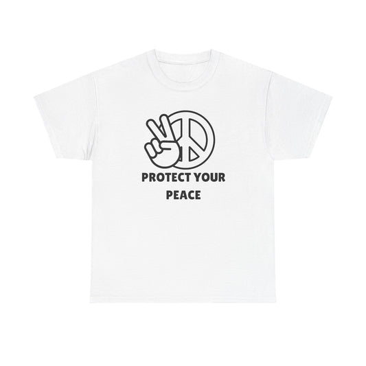 Protect Your Peace Unisex Heavy Cotton Tee, Relaxed Fit Shirt, Peace Sign Tee, Casual Wear, Gift for Peace Lovers, Trendy T-Shirt