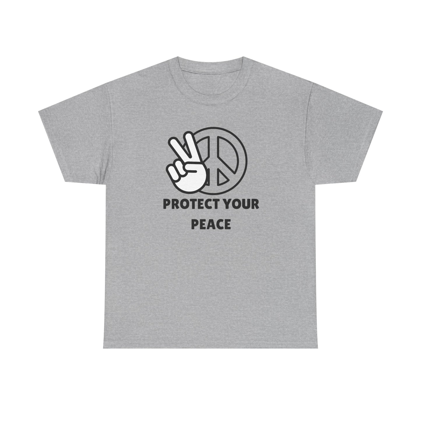 Protect Your Peace Unisex Heavy Cotton Tee, Relaxed Fit Shirt, Peace Sign Tee, Casual Wear, Gift for Peace Lovers, Trendy T-Shirt