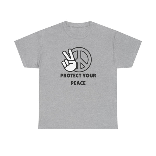 Protect Your Peace Unisex Heavy Cotton Tee, Relaxed Fit Shirt, Peace Sign Tee, Casual Wear, Gift for Peace Lovers, Trendy T-Shirt