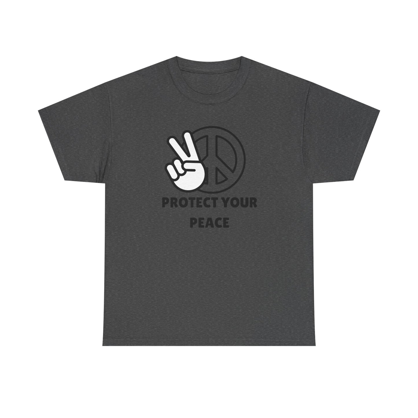 Protect Your Peace Unisex Heavy Cotton Tee, Relaxed Fit Shirt, Peace Sign Tee, Casual Wear, Gift for Peace Lovers, Trendy T-Shirt
